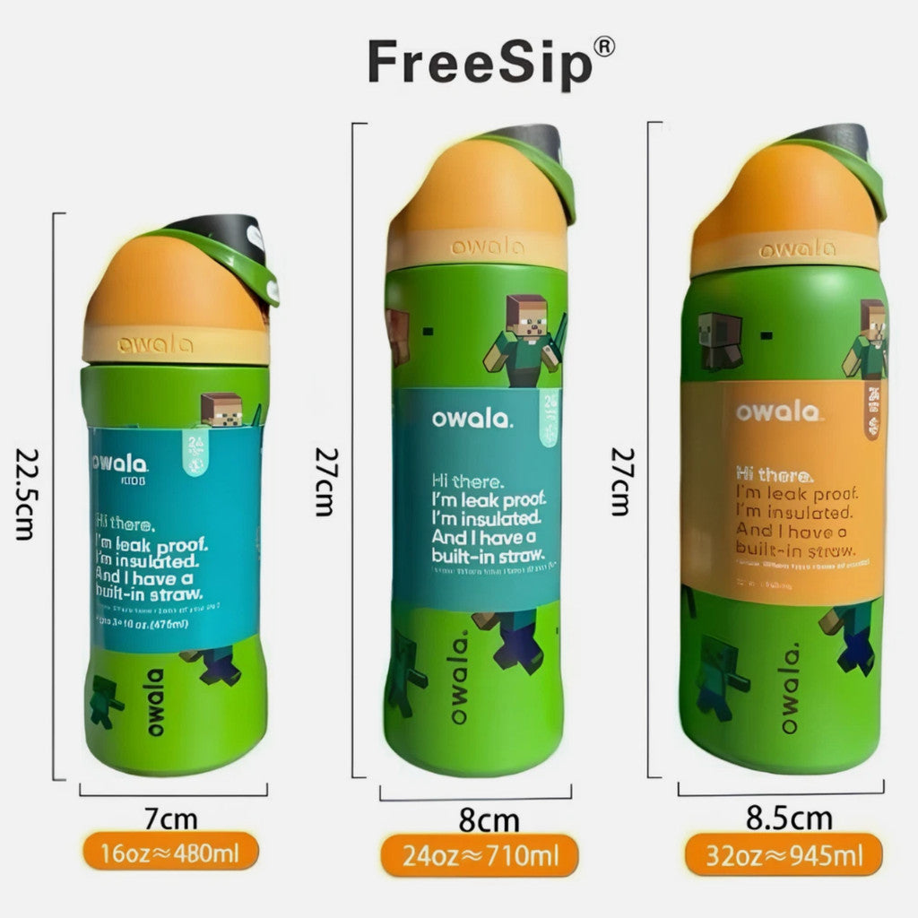OWALA Freezip 700ml Stainless Steel Water Bottle with Straw - BPA-Free, Leakproof, Insulated for Sports & Fitness