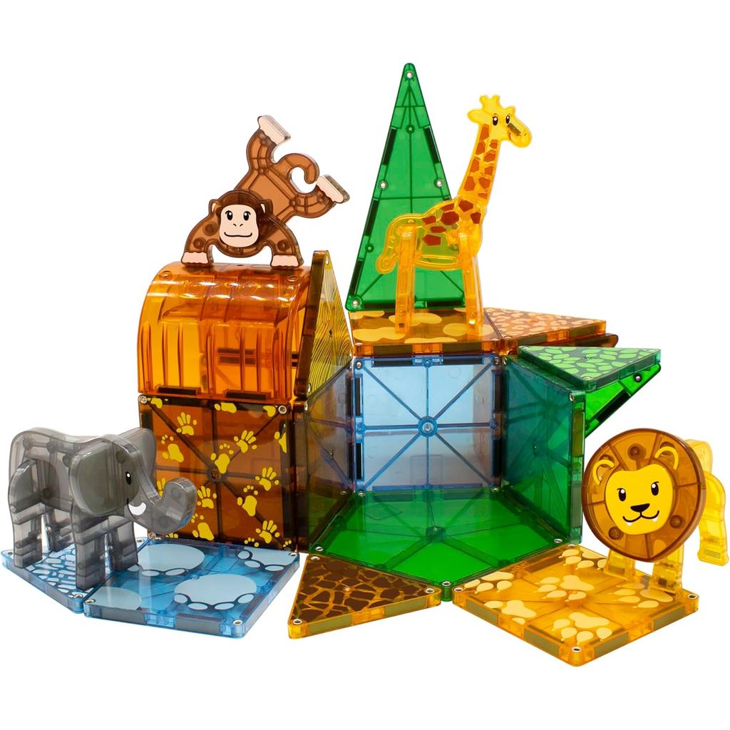MAGNA-TILES Safari Animals 25-Piece Magnetic Construction Set, The ORIGINAL Magnetic Building Brand