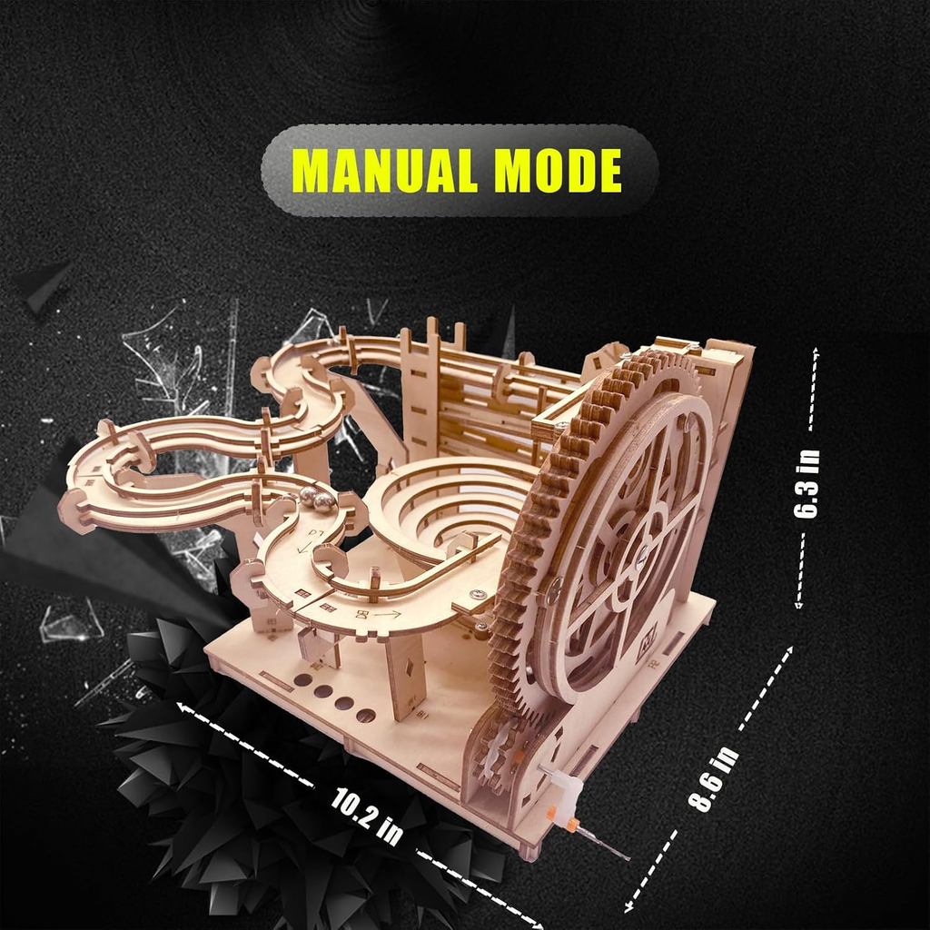 3D Wooden Marble Run Toy – DIY Mechanical Gear Puzzle Track, STEM Building Set