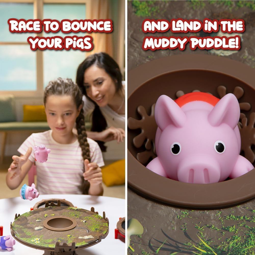 Pigs on Trampolines Board Games – Family Game, Kids Games, Multi-Player, Hand-Eye-Coordination Game, Ages 6+