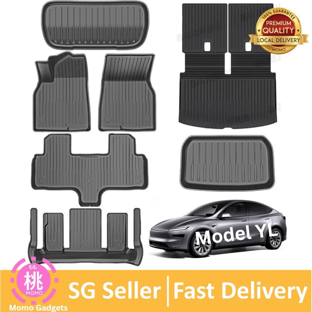 Floor Mats for SG Tesla Model YL 2026 2027 All Weather 7Pcs  Cargo Liners Full Set All Weather TPE