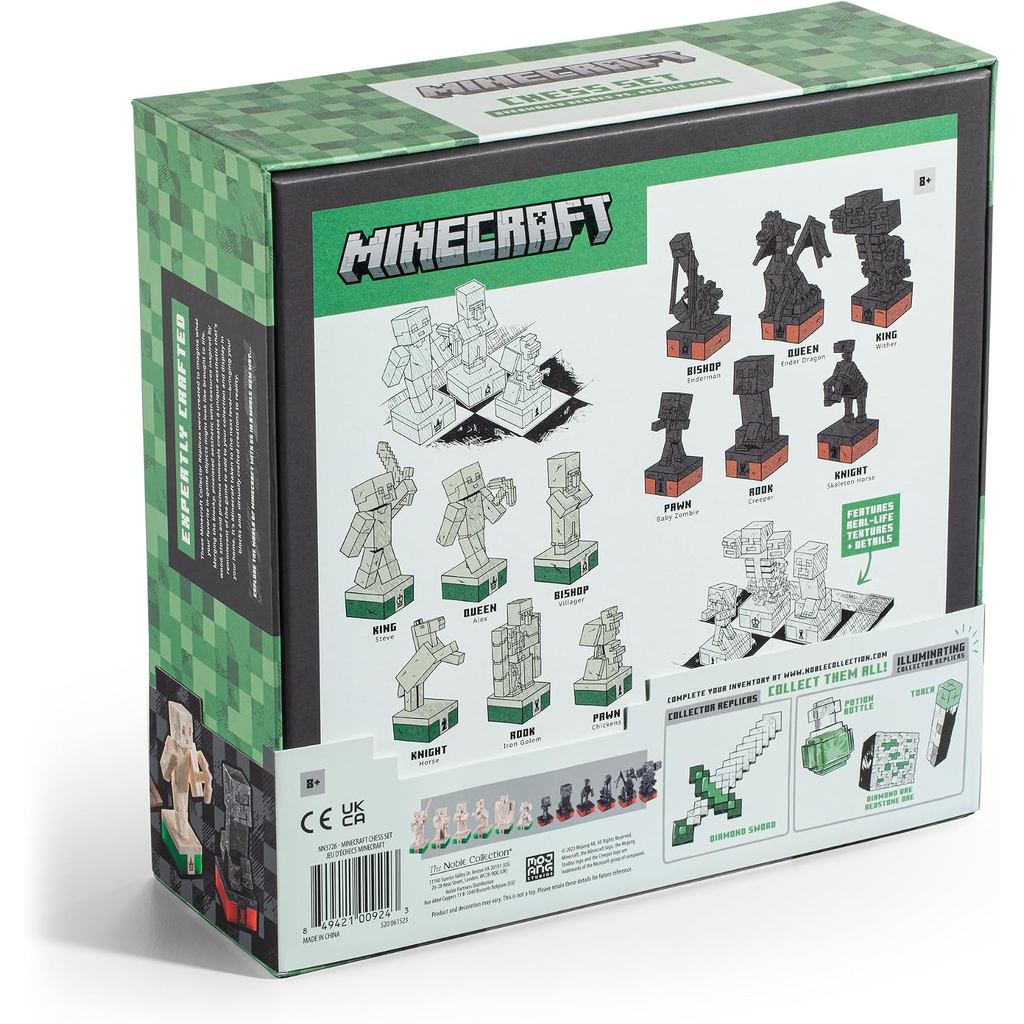 Classic Strategy Minecraft Chess & Checkers Set - Unisex Board Game for All Ages
