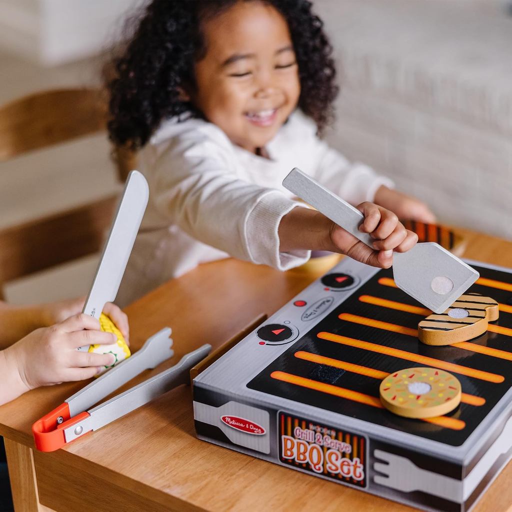 Melissa & Doug Grill & Serve Wooden BBQ Toy Food Cooking Set