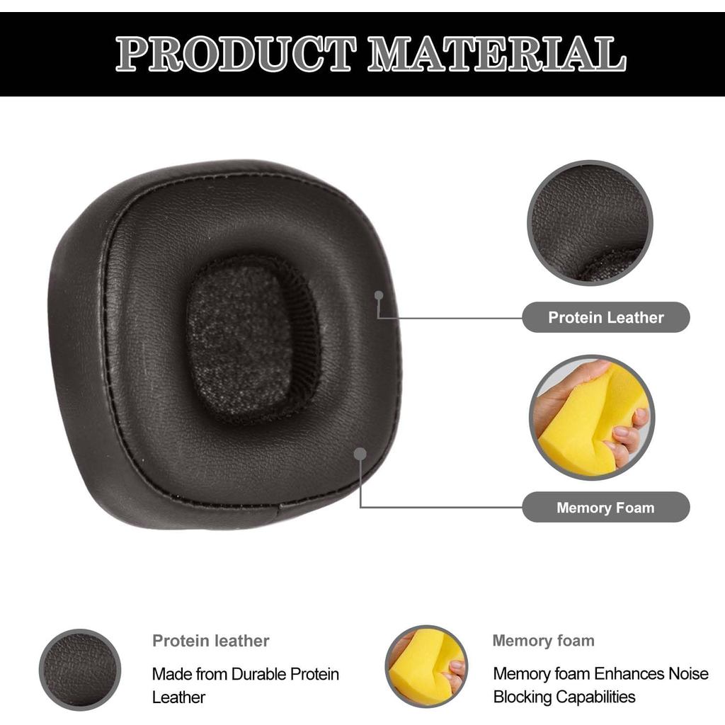 Replacement Ear Pads for Marshall Major 4/Marshall Major IV Headphones, Protein Faux Leather On-Ear Headphones Earpads