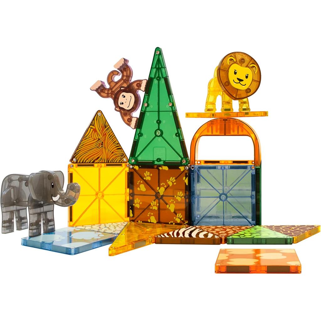 MAGNA-TILES Safari Animals 25-Piece Magnetic Construction Set, The ORIGINAL Magnetic Building Brand