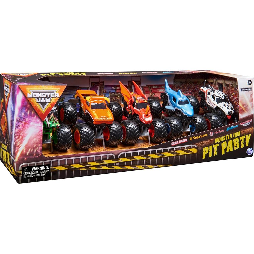 Monster Jam, Official Pit Party 5-Pack of 1:64 Scale Monster Trucks, Kids Toys for Boys and Girls Ages 3 and Up