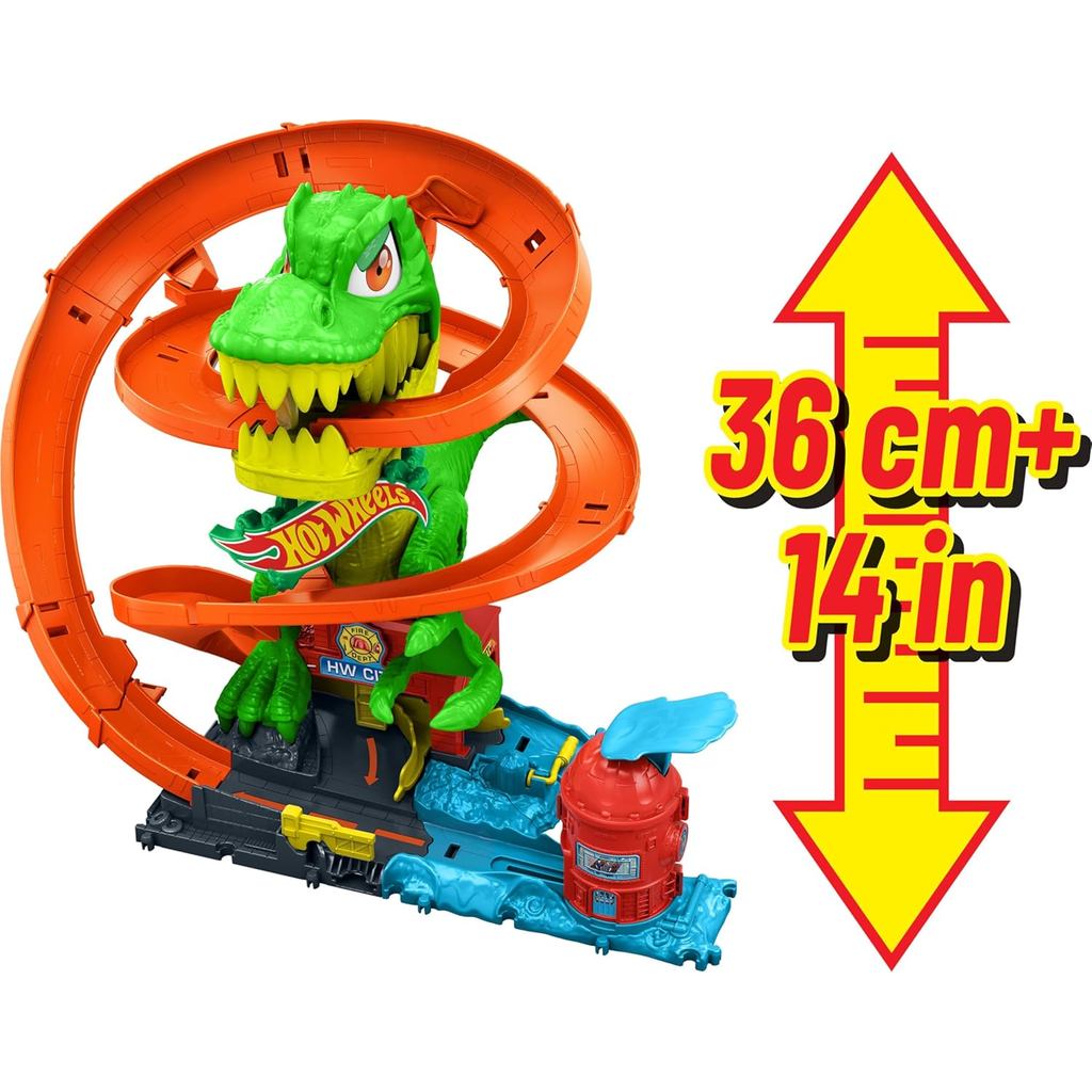 Hot Wheels JBM73 City T-Rex Fire Station Playset