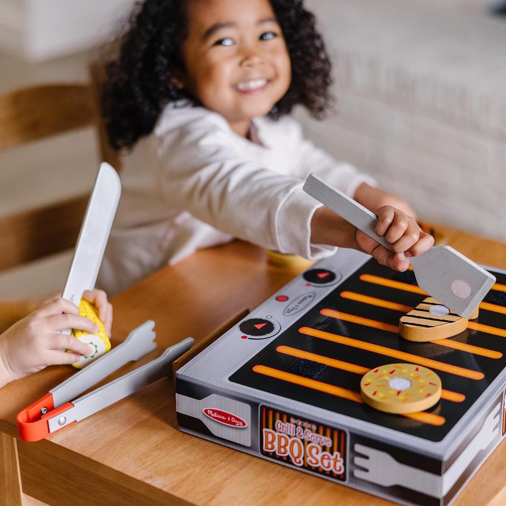 Melissa & Doug Grill & Serve Wooden BBQ Toy Food Cooking Set