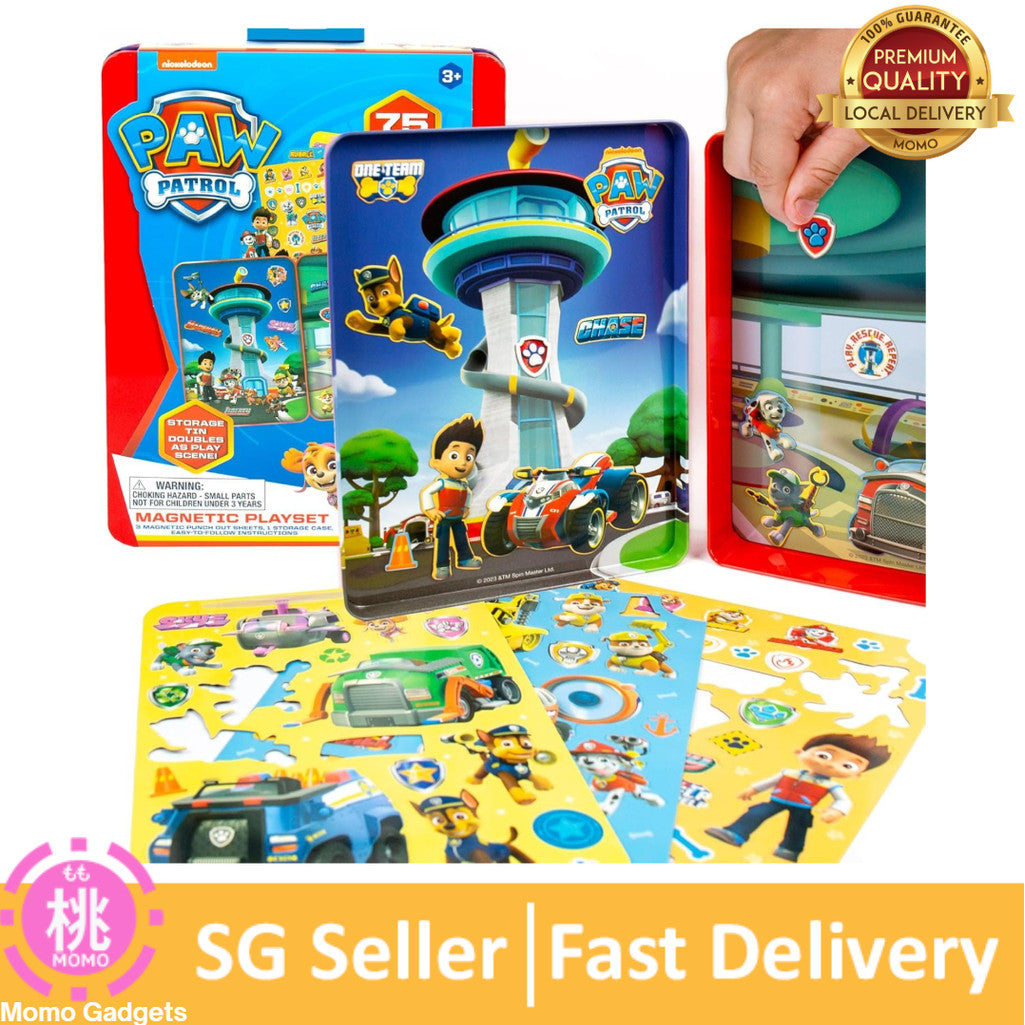 Paw Patrol Magnetic Playset,75 Mix&Match Dress Up Magnets,2-in-1 Storage Tin&Play Space,Fun Paw Patrol Toy for Kids 3&Up