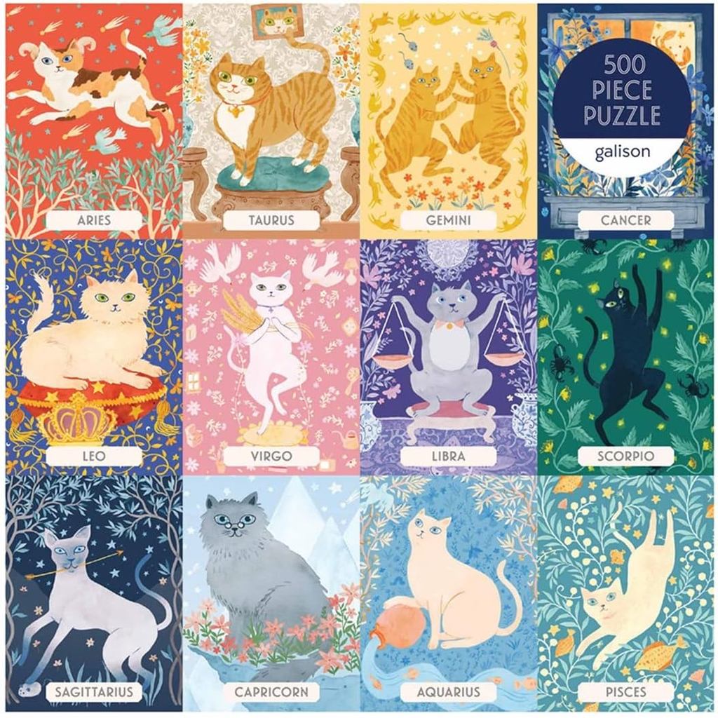 Galison - Cat Zodiac 500 Piece Jigsaw Puzzle for Adults