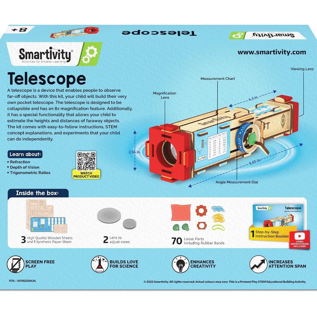 Smartivity DIY Telescope STEM Toy for Kids 8-14 Years