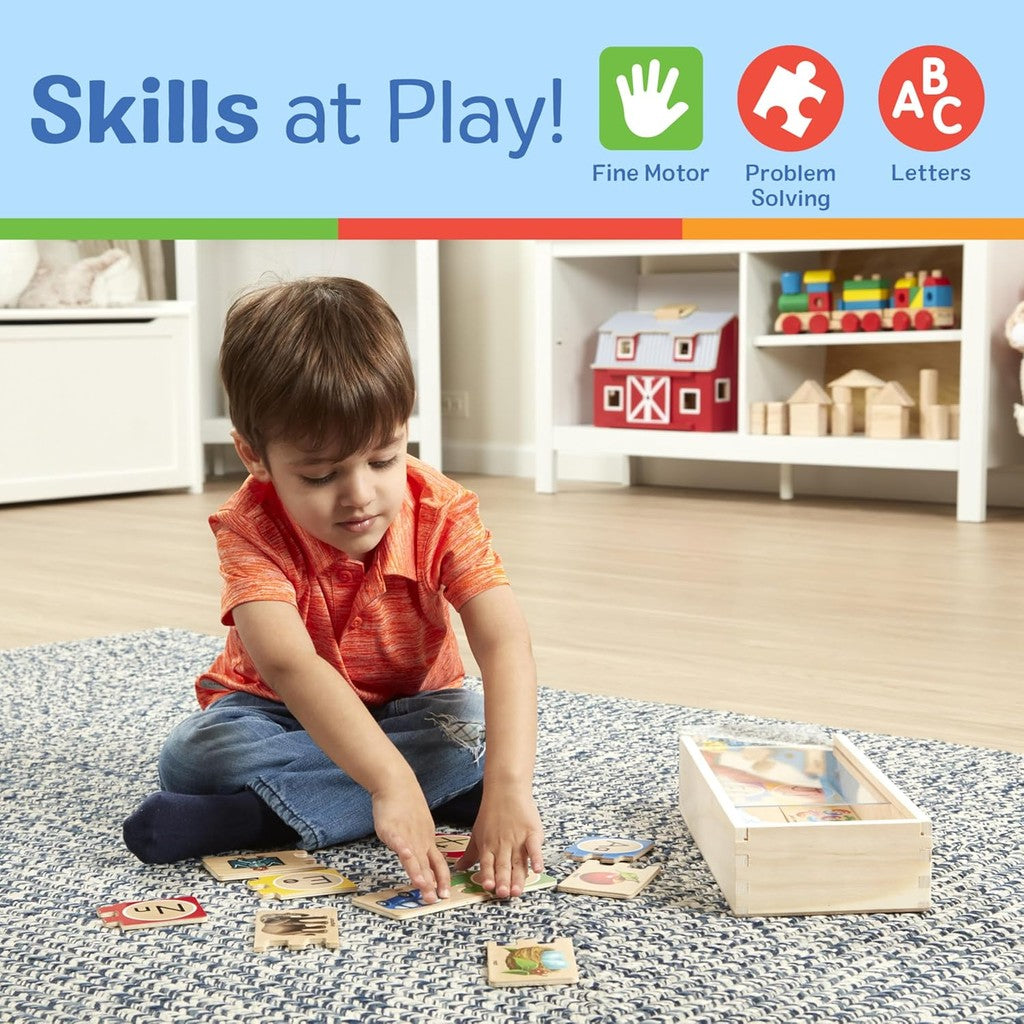 Melissa & Doug Self-Correct Counting Alphabet Wooden Puzzles With Storage Box (52 pcs)