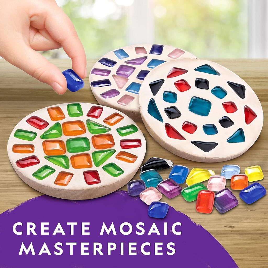 NATIONAL GEOGRAPHIC Mega Arts and Crafts Kit for Kids – Mosaic Kit, Marbling Paint Kit & Air Dry Clay Pottery Kit
