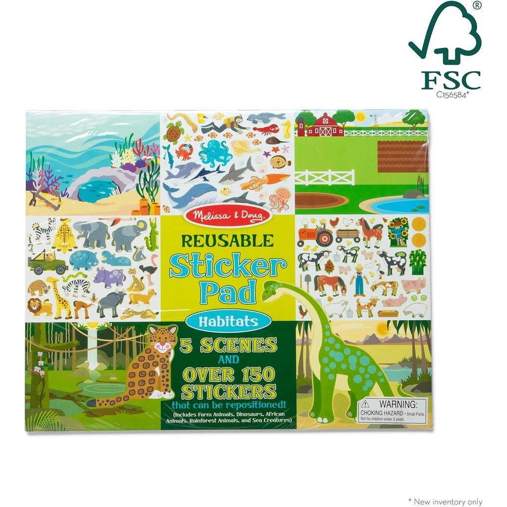 Melissa & Doug Reusable Sticker Pad: Habitats - 150+ Stickers for Kids Ages 4+