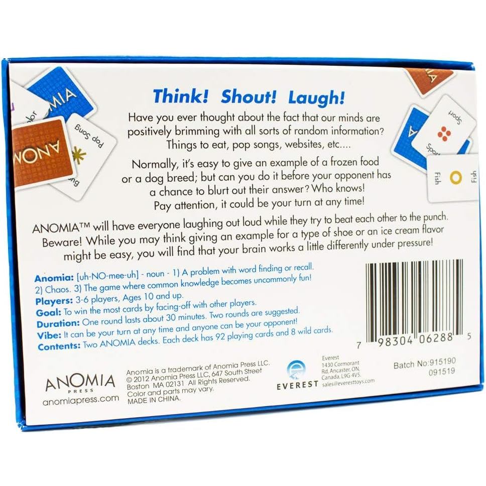 Anomia Strategy Card Game - Family Fun Brain Teaser for Ages 10 and Up, Unisex, Fast Delivery