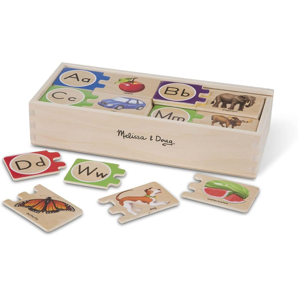 Melissa & Doug Self-Correct Counting Alphabet Wooden Puzzles With Storage Box (52 pcs)