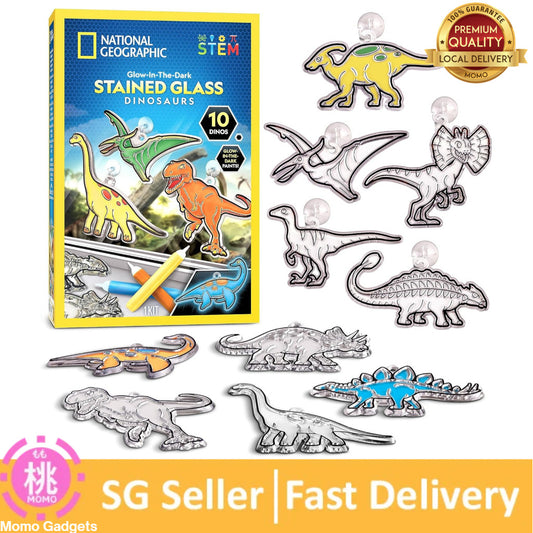 National Geographic Kids Stained Glass Kit-Glow in The Dark Dinosaur Toys, Kids Arts and Crafts Set, Kid Crafts Ages 4-8