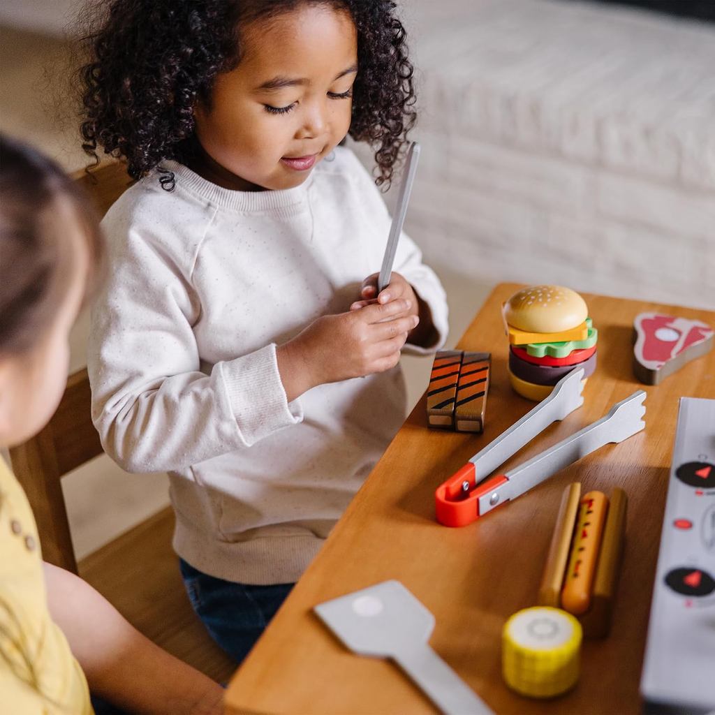 Melissa & Doug Grill & Serve Wooden BBQ Toy Food Cooking Set