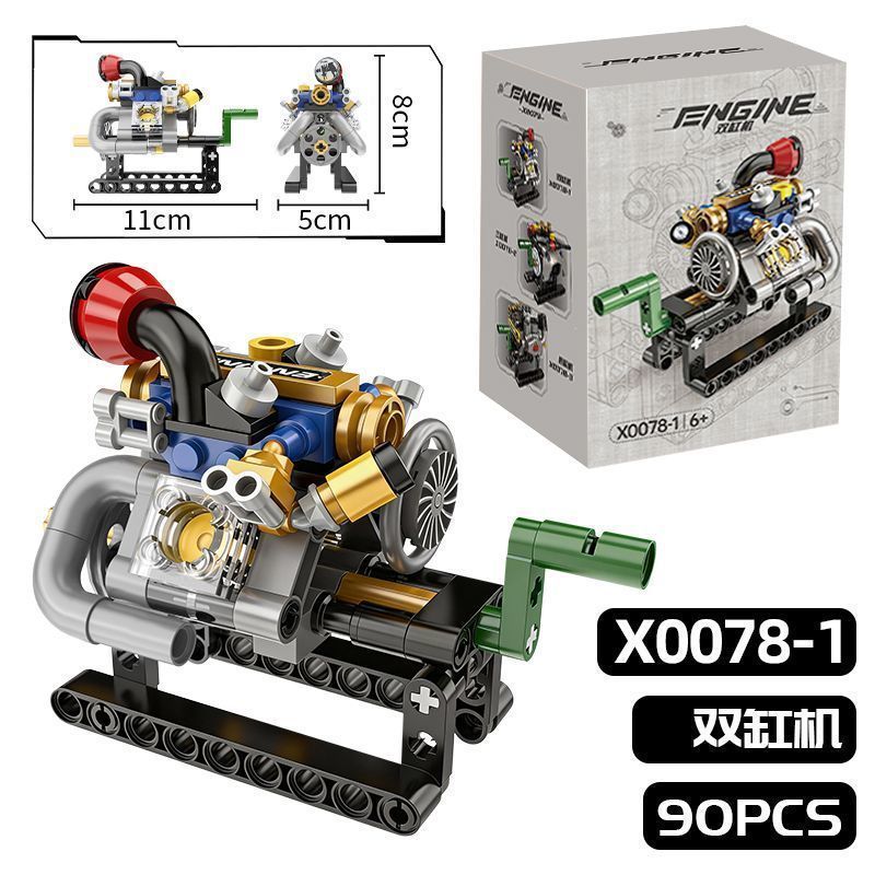 Mini Mechanical Engine Building Blocks Set, Movable V6/V8 Engine Model Kit, STEM Educational Car Engine Decor