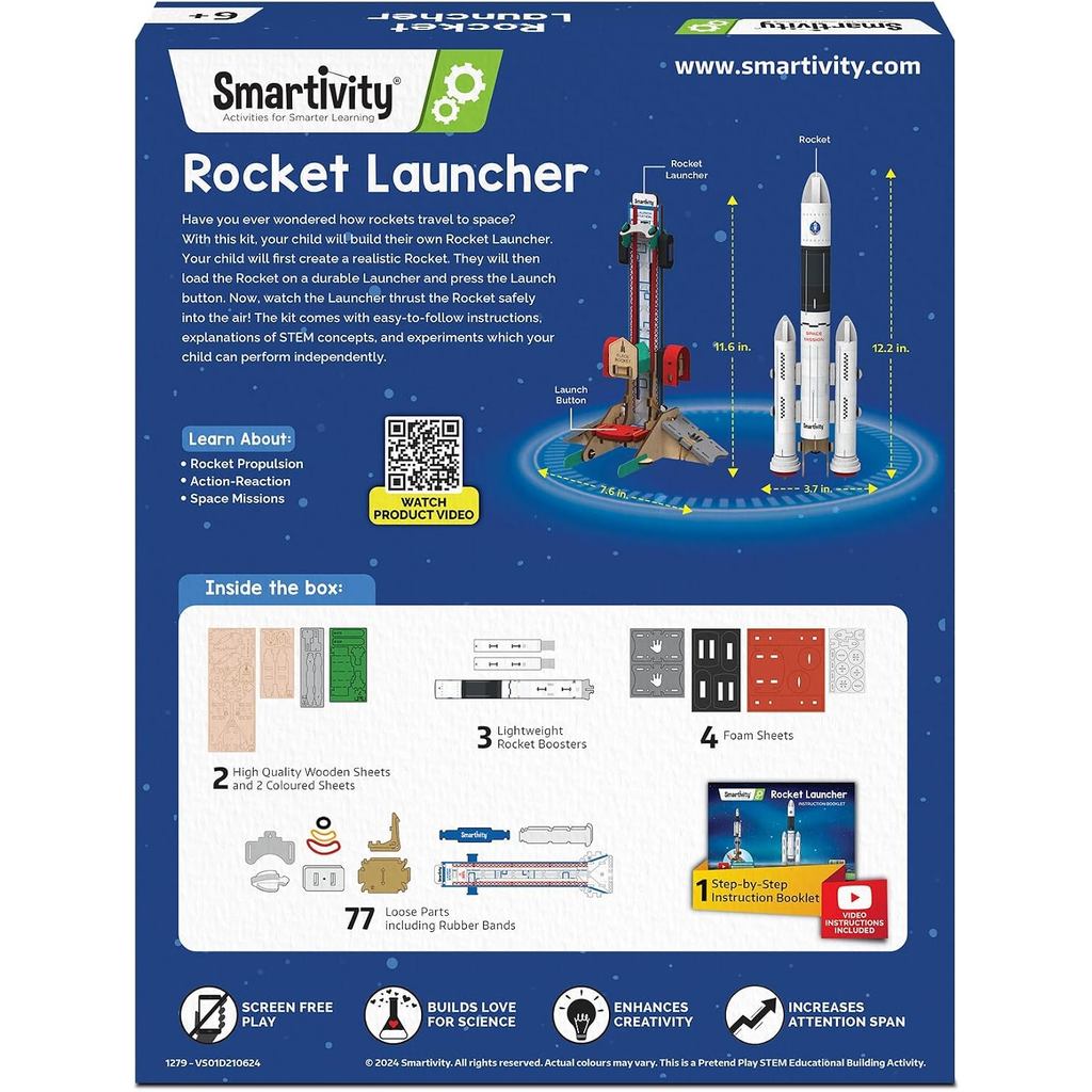 Smartivity DIY Rocket Launcher STEM Kit for Kids|2025 Parents Choice Award Winner | Build Your Own Rocket & Launch