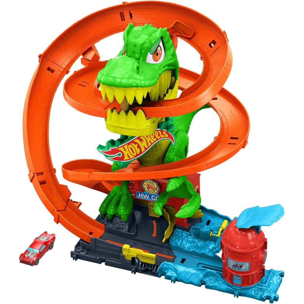 Hot Wheels JBM73 City T-Rex Fire Station Playset