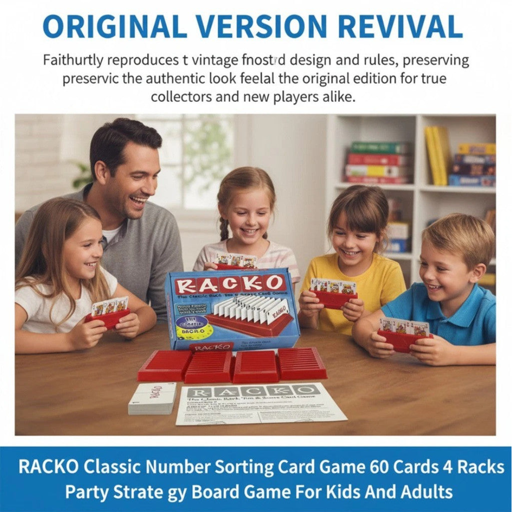 Number Sorting Card Game RACKO 60 Cards 4 Racks Family Party Strategy Board Game