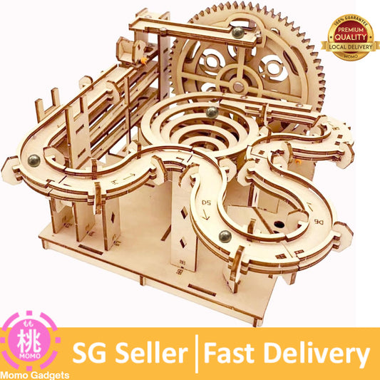 3D Wooden Marble Run Toy – DIY Mechanical Gear Puzzle Track, STEM Building Set