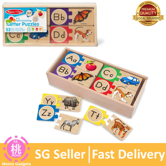 Melissa & Doug Self-Correct Counting Alphabet Wooden Puzzles With Storage Box (52 pcs)