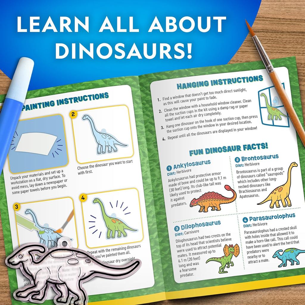 National Geographic Kids Stained Glass Kit-Glow in The Dark Dinosaur Toys, Kids Arts and Crafts Set, Kid Crafts Ages 4-8