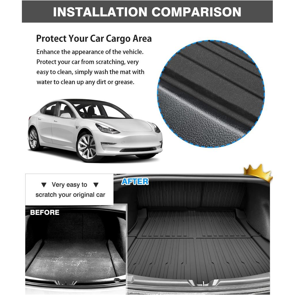 Floor Mats for 2024 2025 2026 SG Tesla Model 3 Highland 8 PCS Floor Cargo Liners Full Set All Weather TPE
