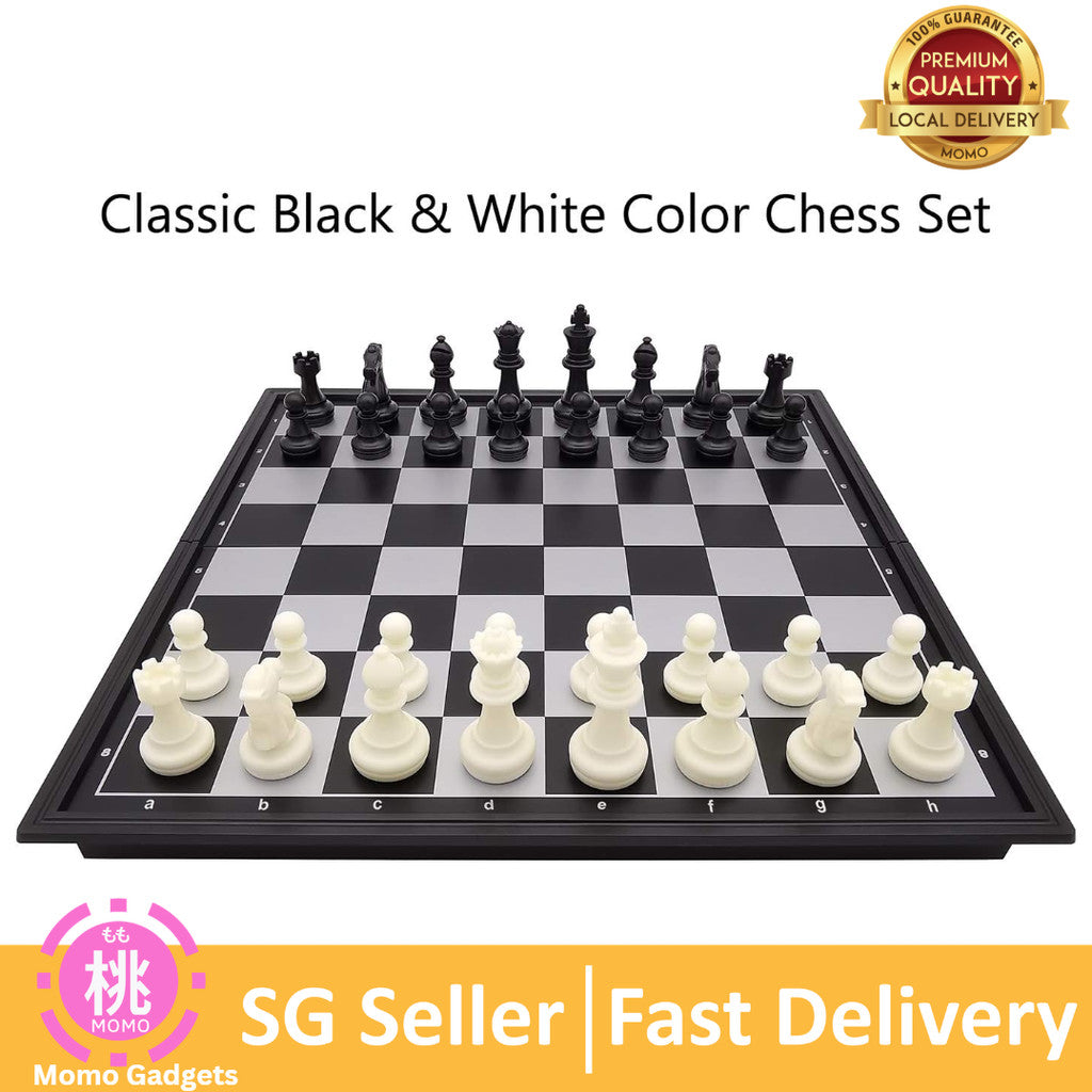 Magnetic Travel Chess Set, Black & White Color