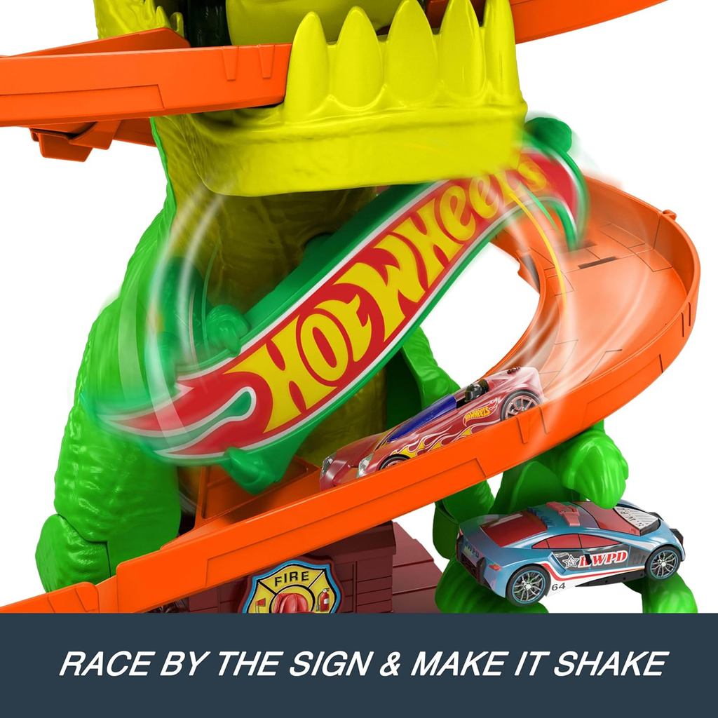 Hot Wheels JBM73 City T-Rex Fire Station Playset