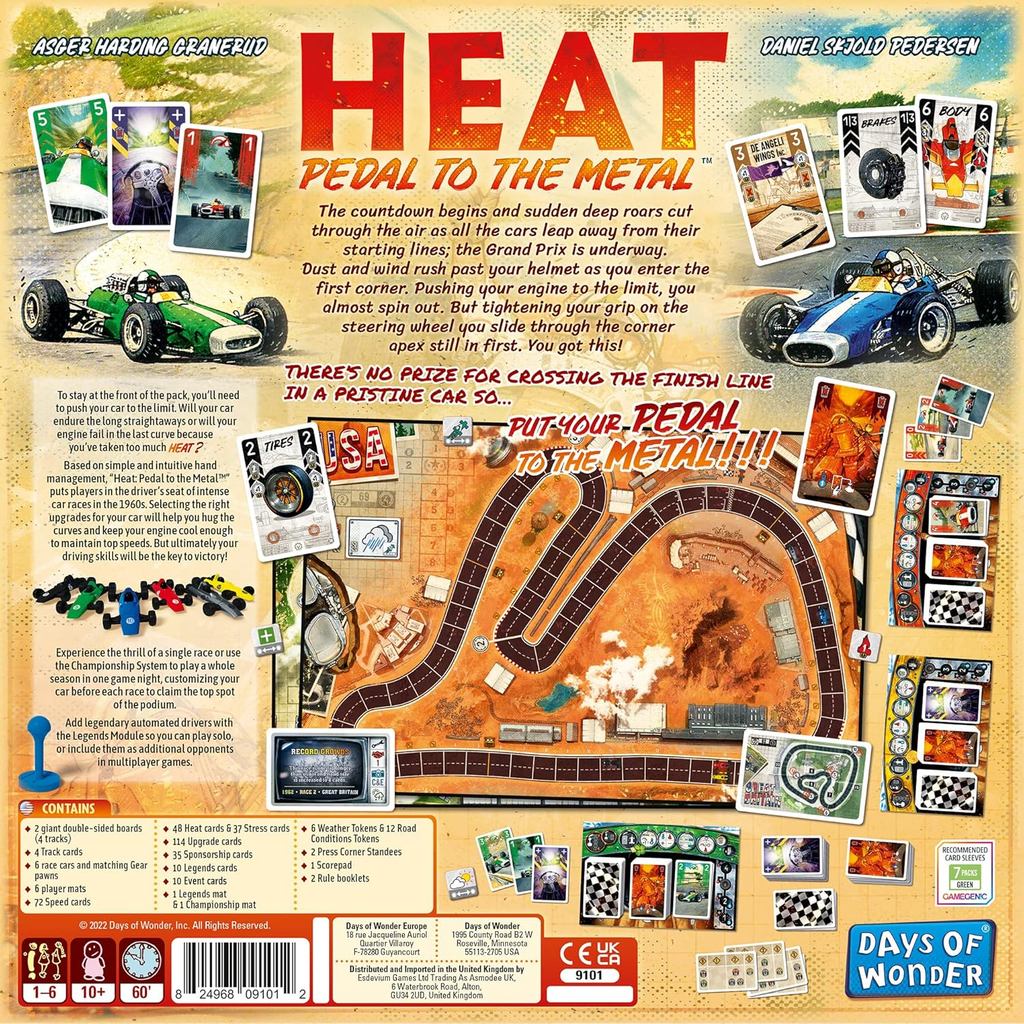 Asmodee HEAT: Pedal to the Metal Board Game-Intense Car Racing and Strategy Game,Fun Family Game Ages 10+