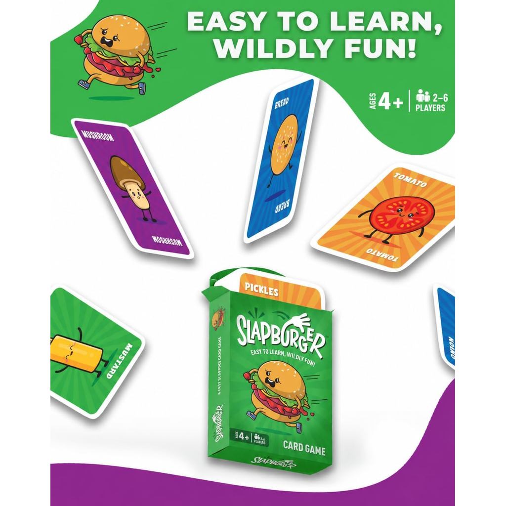 Slapburger - Fun Family Games for Game Night - Card Games-15 Min, Ages 4 and Up, 2-6 Players, 52 Playing Cards