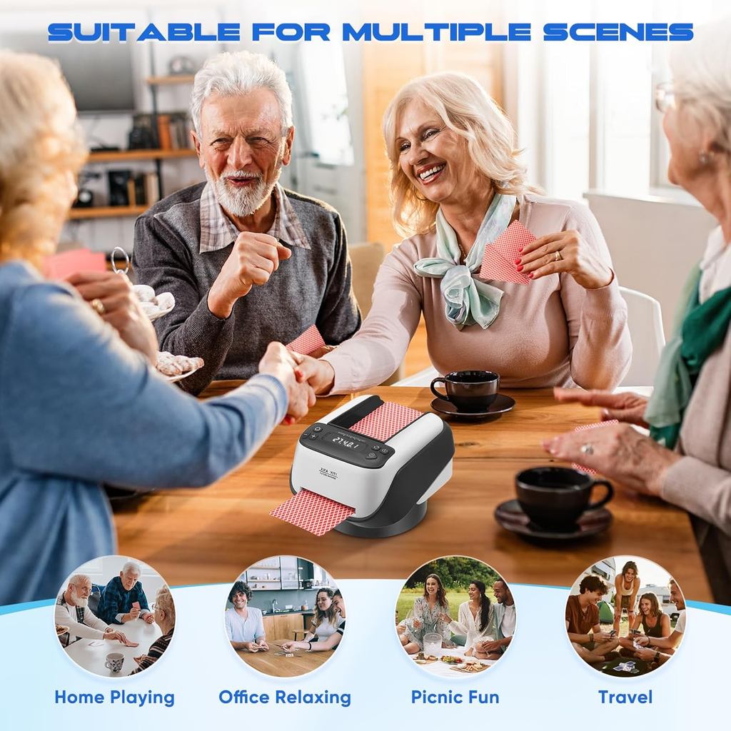 (SG) Auto Card Shuffler & Deal Machine | Texas Poker Automatic Card Dispenser for 8 Players Dealing Mahjong Uno
