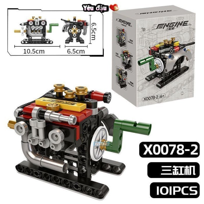 Mini Mechanical Engine Building Blocks Set, Movable V6/V8 Engine Model Kit, STEM Educational Car Engine Decor