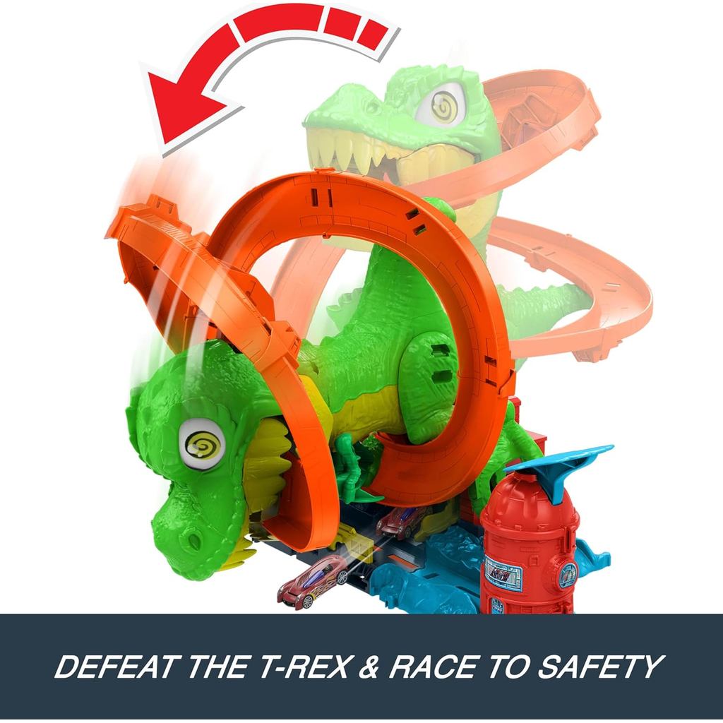 Hot Wheels JBM73 City T-Rex Fire Station Playset