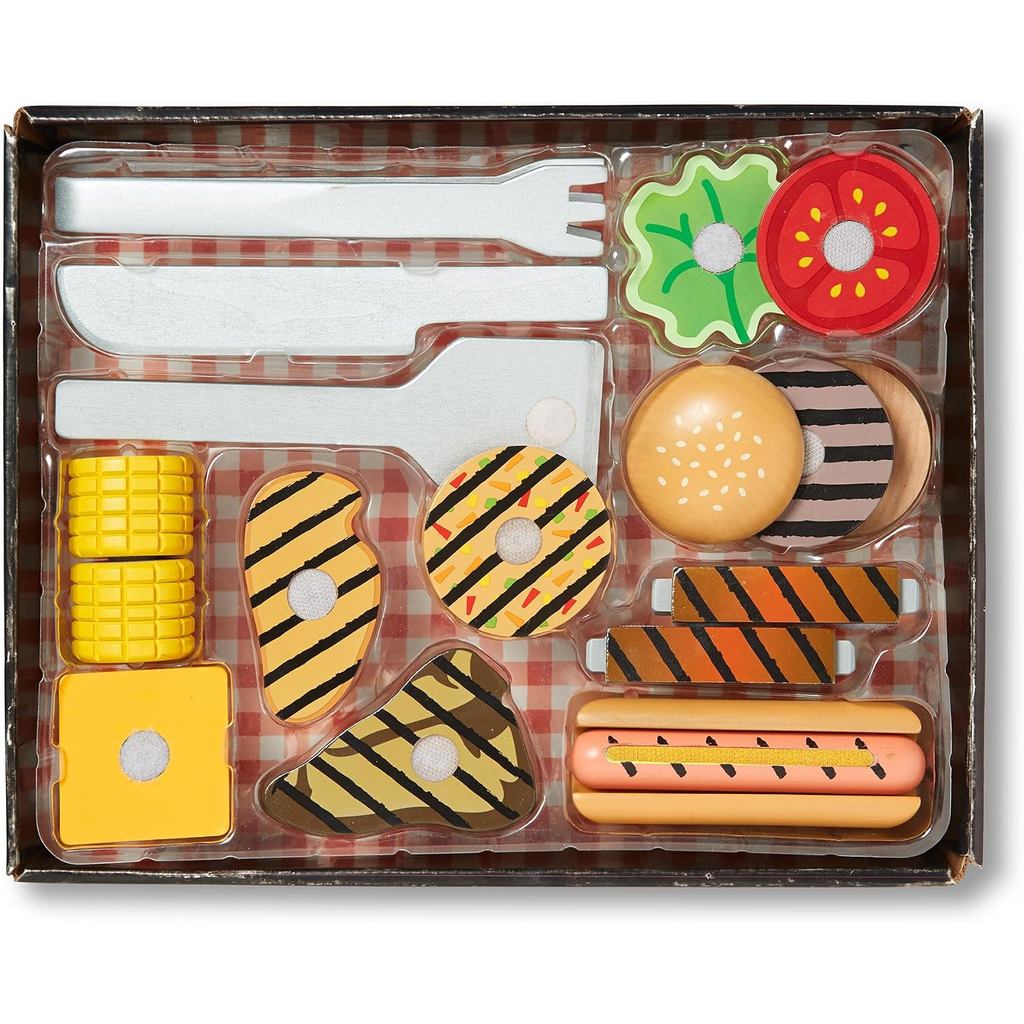 Melissa & Doug Grill & Serve Wooden BBQ Toy Food Cooking Set