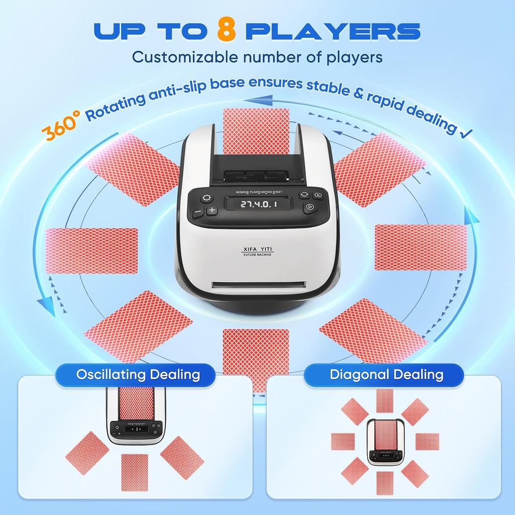 (SG) Auto Card Shuffler & Deal Machine | Texas Poker Automatic Card Dispenser for 8 Players Dealing Mahjong Uno