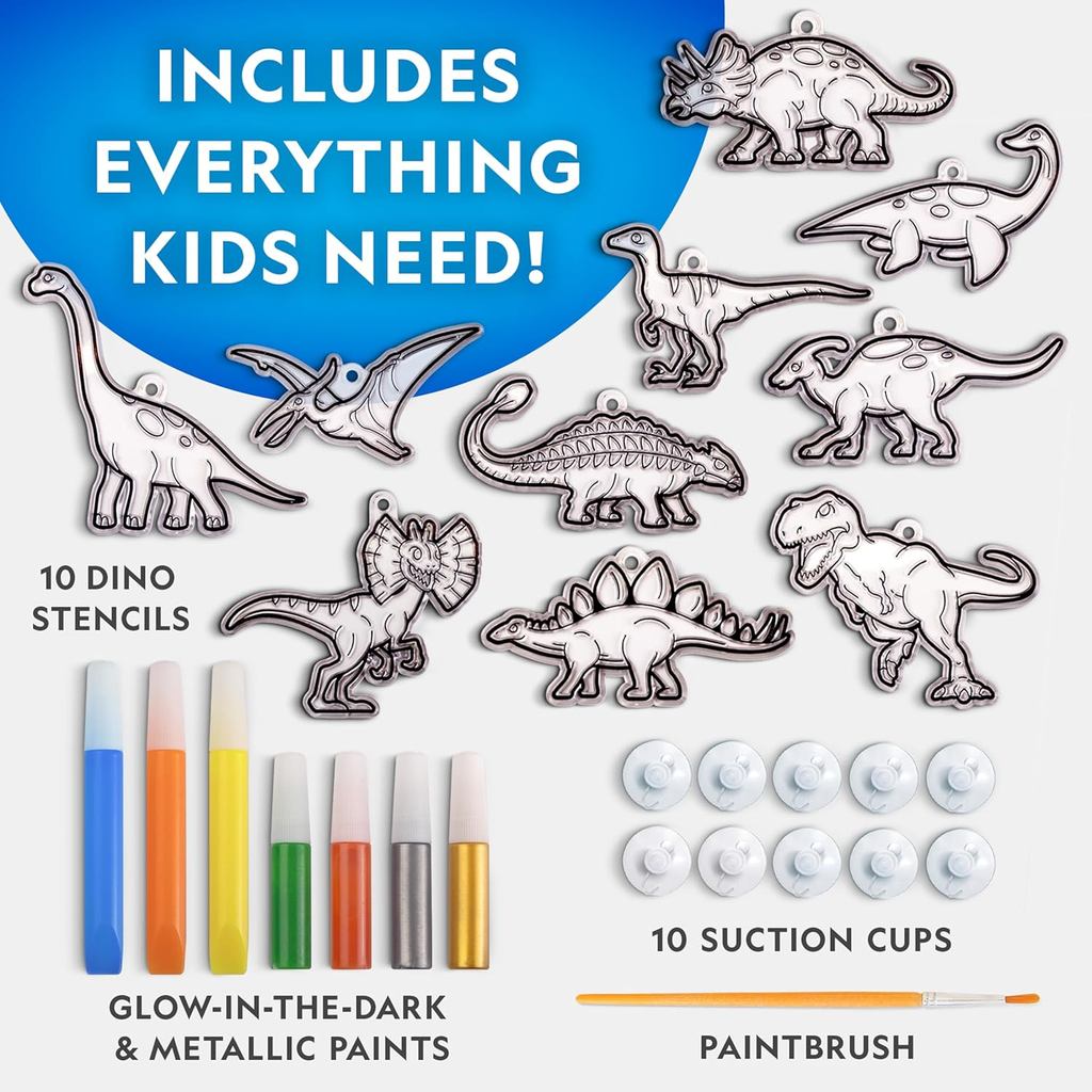 National Geographic Kids Stained Glass Kit-Glow in The Dark Dinosaur Toys, Kids Arts and Crafts Set, Kid Crafts Ages 4-8