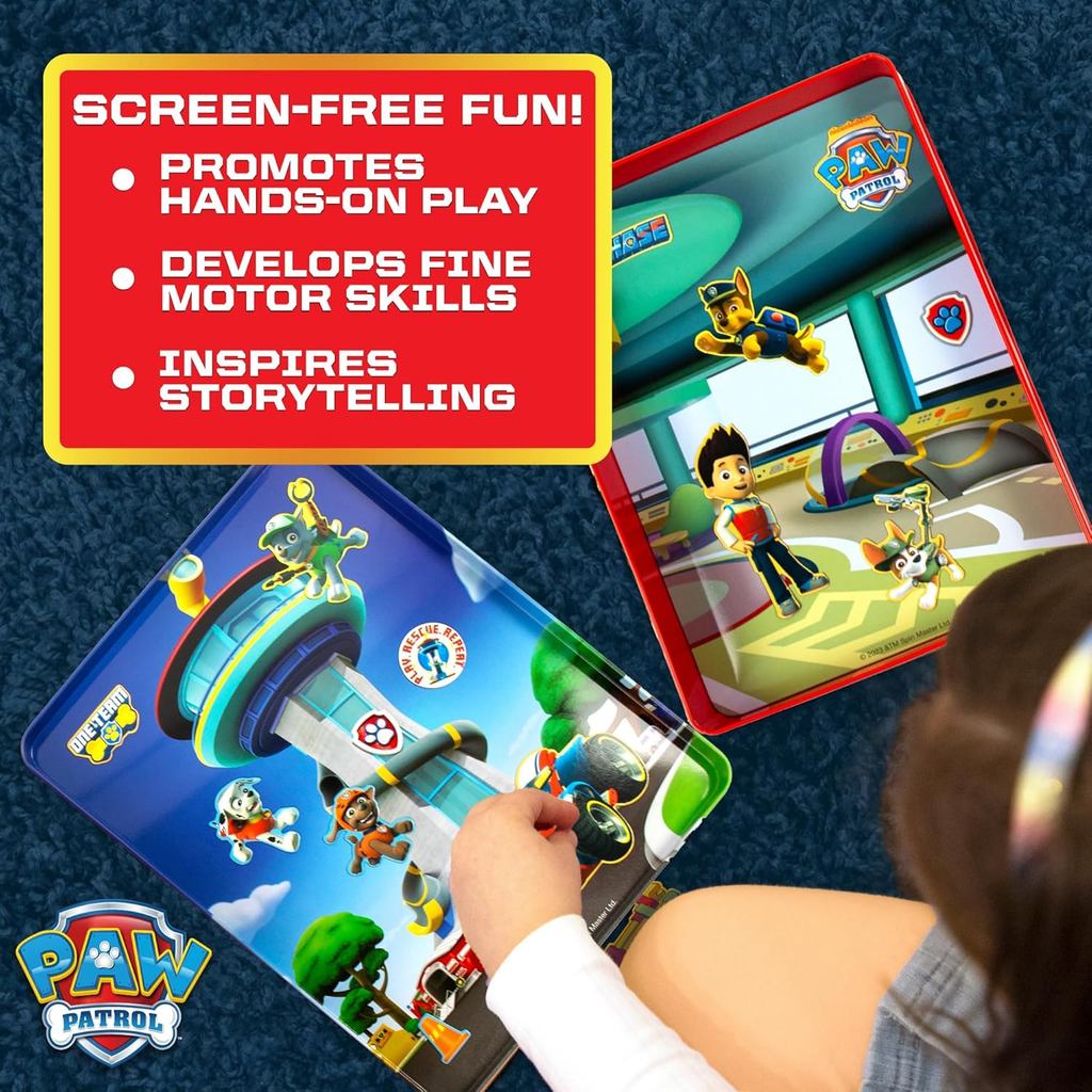 Paw Patrol Magnetic Playset,75 Mix&Match Dress Up Magnets,2-in-1 Storage Tin&Play Space,Fun Paw Patrol Toy for Kids 3&Up