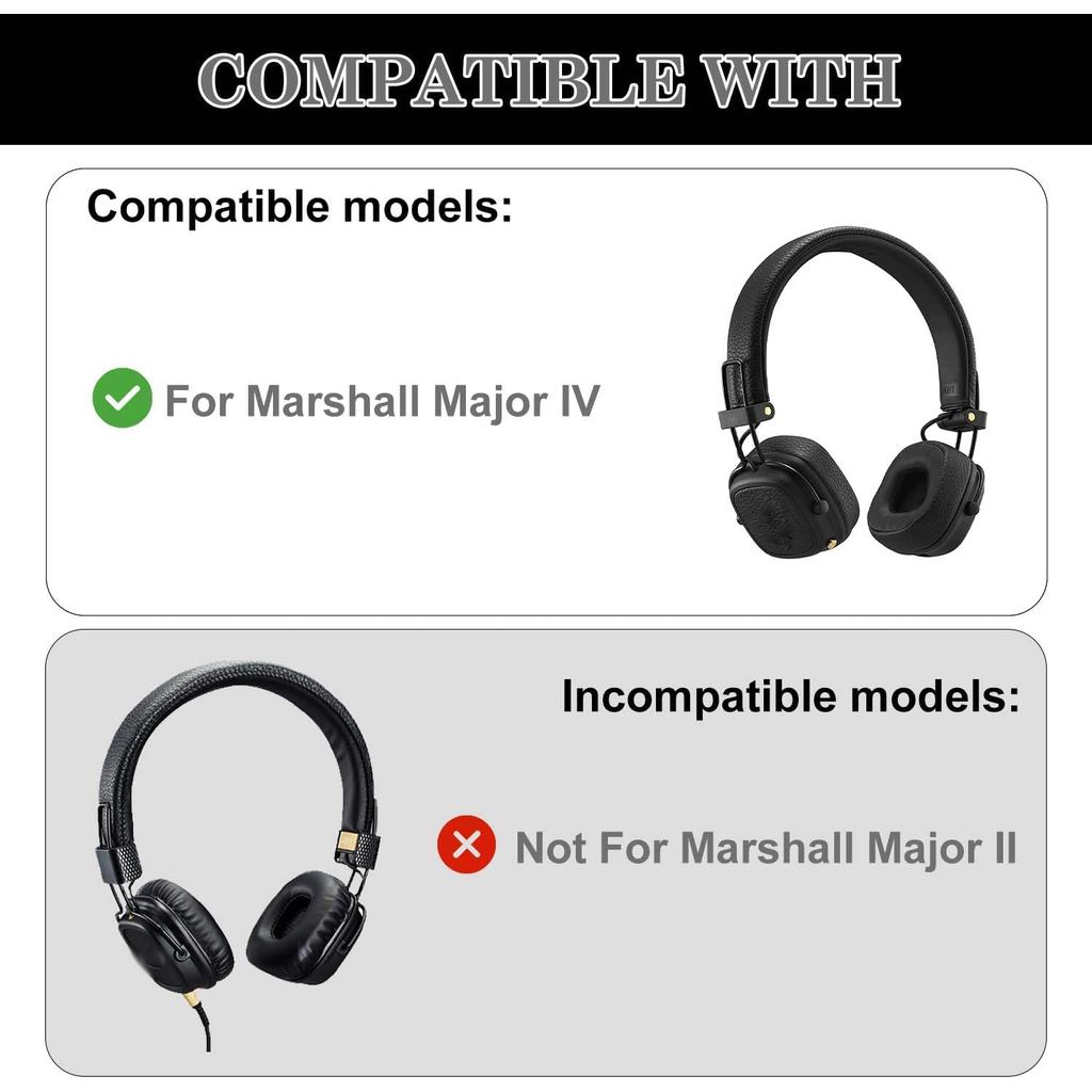 Replacement Ear Pads for Marshall Major 4/Marshall Major IV Headphones, Protein Faux Leather On-Ear Headphones Earpads