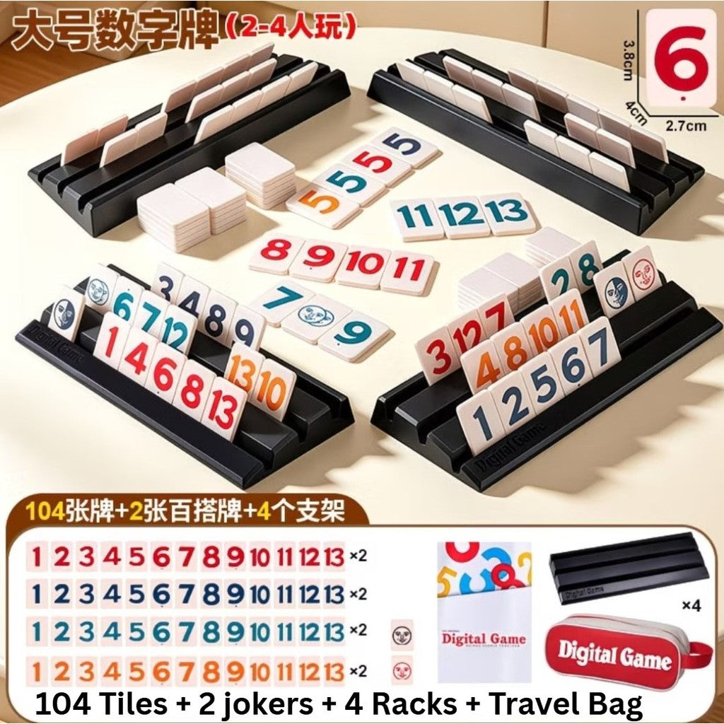 Large Numbers Rummy Traveling Portable Big Size 4 or 6 Racks Rummikub Tiles Israel Mahjong Board Game