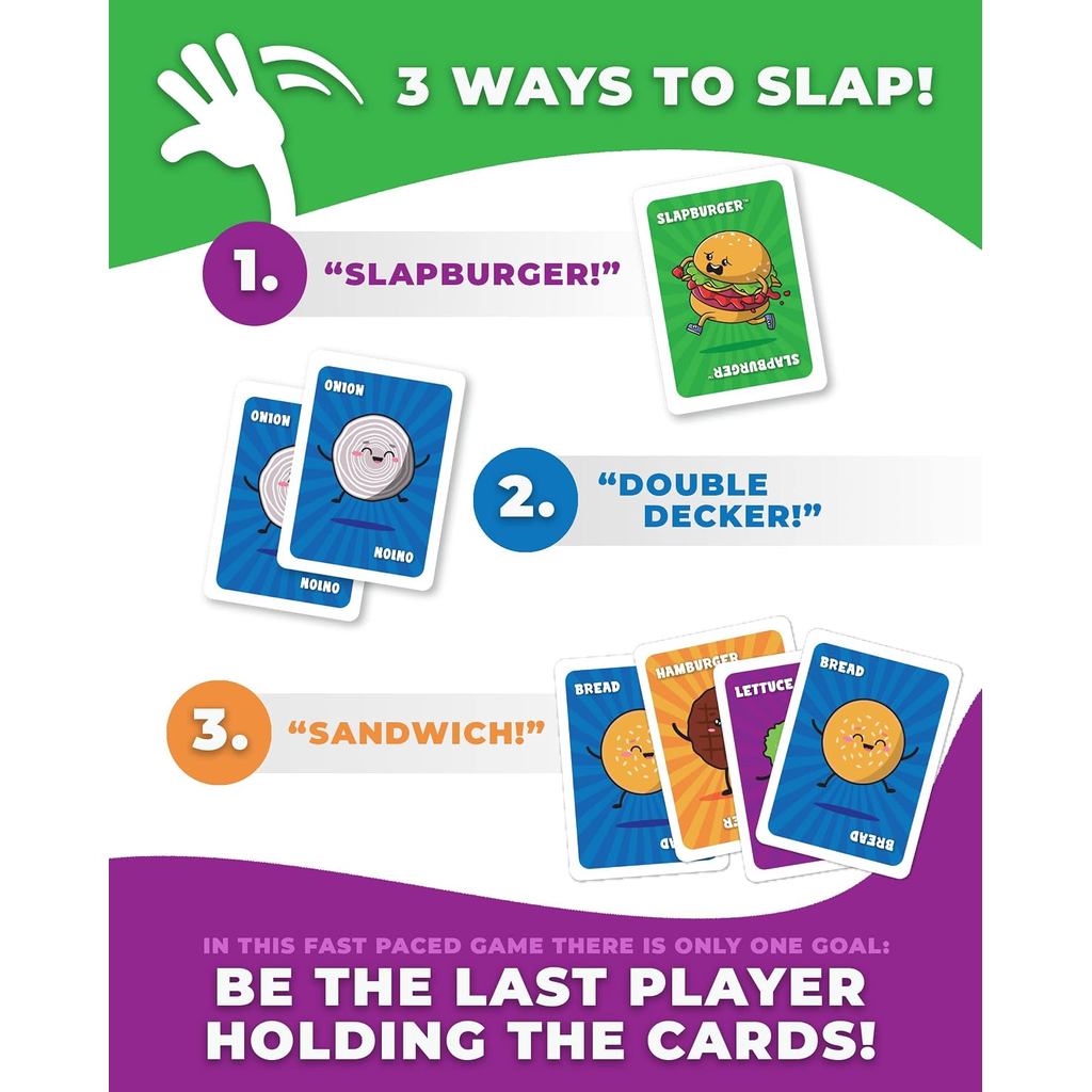 Slapburger - Fun Family Games for Game Night - Card Games-15 Min, Ages 4 and Up, 2-6 Players, 52 Playing Cards