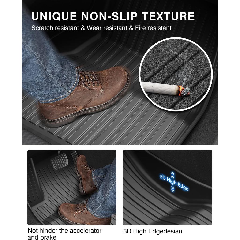 Floor Mats for 2024 2025 2026 SG Tesla Model 3 Highland 8 PCS Floor Cargo Liners Full Set All Weather TPE