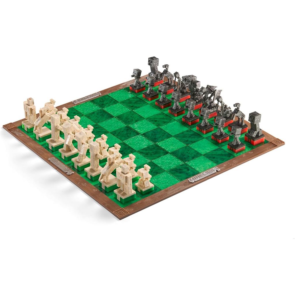 Classic Strategy Minecraft Chess & Checkers Set - Unisex Board Game for All Ages