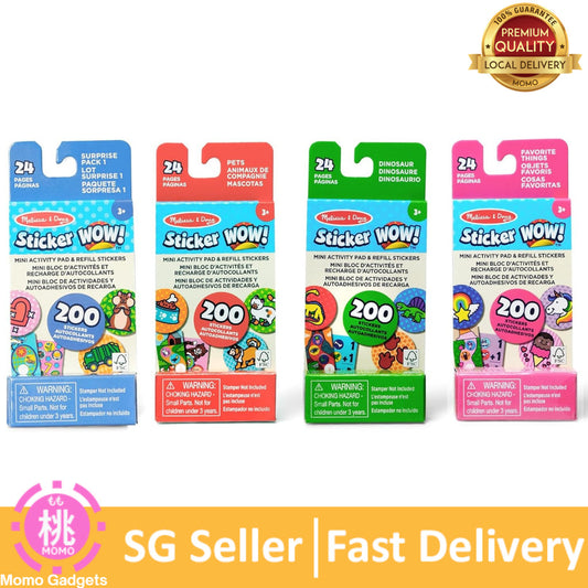 Melissa & Doug Sticker Wow! Mini Activity Pad and Refill Stickers 4-Pack (Dinosaur,Pets,Favorite Things,Surprise Pack 1)