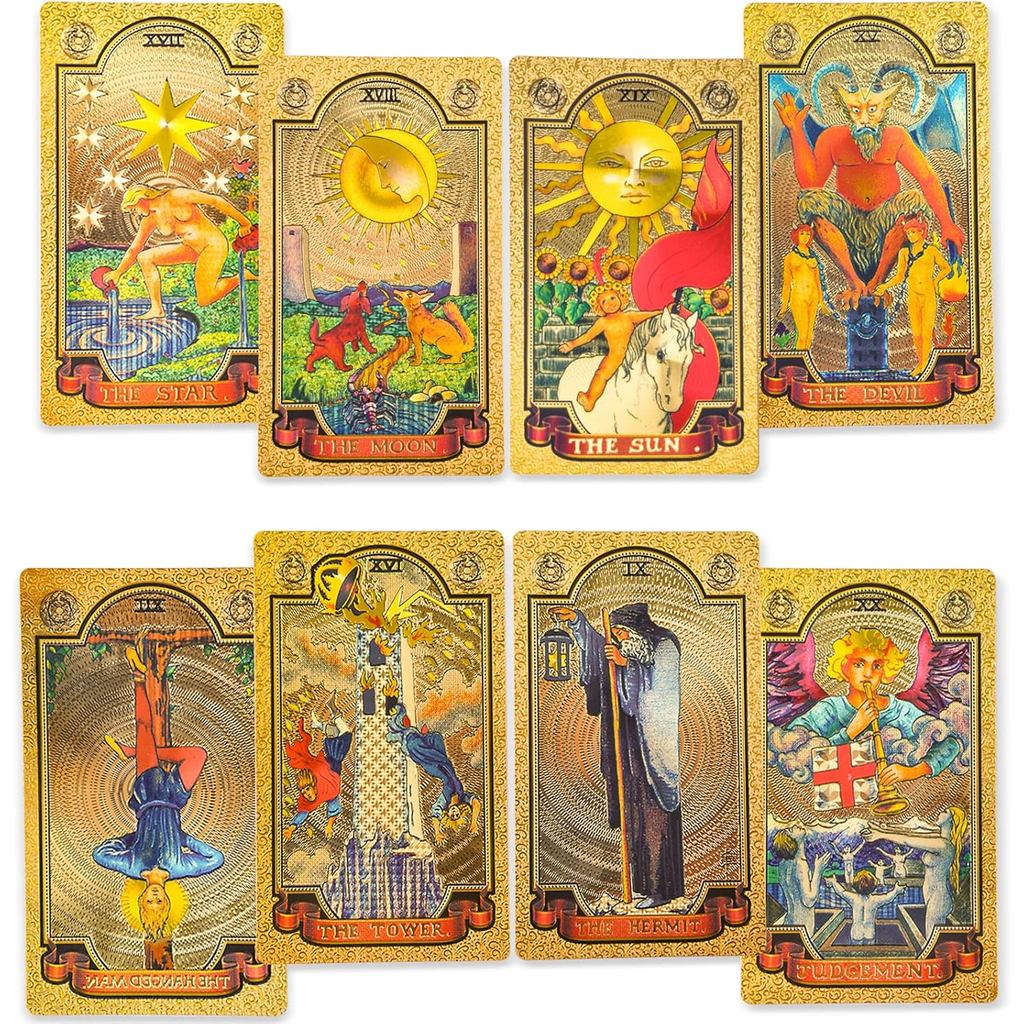 KIINO 78 Gold foil Tarot Cards with Guide Book Tarot Deck for Beginners and Professional Player with Box