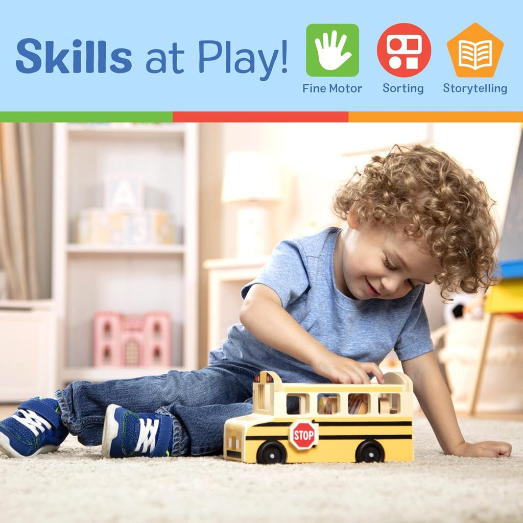 Melissa & Doug School Bus Wooden Play Set with 7 Play Figures