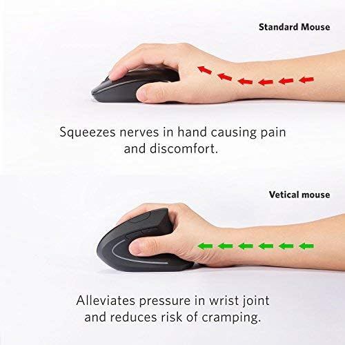 Anker 2.4G Wireless Vertical Ergonomic Optical Mouse for Work, Multi-Device Connectivity, 800/1200 /1600 DPI